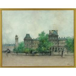 James Little (fl.1880-1910), Scottish, COUR DU LOUVRE, PARIS, Watercolour; signed and dated 04...