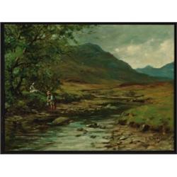 Thomas Hope McKay (fl.1900-1930), Scottish, CHILDREN AT A BROOK, Oil on canvas; signed lower ri...