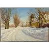 Image 1 : Harald Julius Niels Pryn (1891-1968), Danish, SUNLIT VILLAGE IN THE SNOW, Oil on canvas; signed...