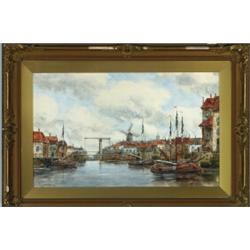 Jan van (Hermanus Koekkoek Jr.) Couver (1836-1909), Dutch, OUDENAARDE, Watercolour; signed lowe...