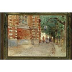 Willem van der Nat (1865-1929), Dutch, KERKSTRAATJE TE NOORDROYK, Watercolour; signed lower rig...