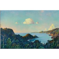 Leonardus Joseph Eland (1884-1954), Dutch, EXTENSIVE COASTAL VIEW, Oil on canvas; signed lower...