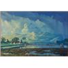 Image 1 : Leonardus Joseph Eland (1884-1954) , Dutch, PADDY FIELDS AFTER THE STORM, Oil on canvas; signed...
