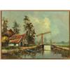 Image 1 : **De Groot (20th Century), Dutch, DRAWBRIDGE ON THE CANAL, Oil on canvas; signed lower right...