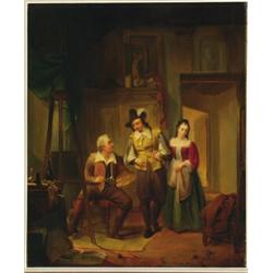 Jan Hendrik van de Laar (1807-1874), Dutch, VISIT TO THE ARTIST'S STUDIO, Oil on cradled panel;...