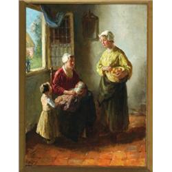 Bernhard de Hoog (1867-1943), Dutch, THE HAPPY FAMILY, Oil on canvas; signed lower left, titled...