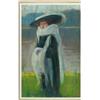 Image 1 : Louis Fortuney (1878-1950), French, ELEGANTE AU BORD DU LAC, Pastel; signed lower right, 19.3...