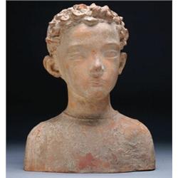 Paul Belmondo (1898-1982), French, BUST OF A YOUTH, Terracotta sculpture; signed, Height 14 ...