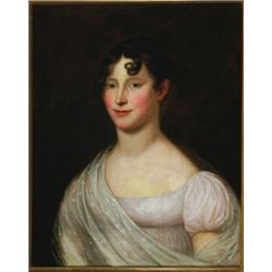 18th/19th Century French School, PORTRAIT OF A LADY IN EMPIRE PERIOD DRESS, Oil on canvas, 24...