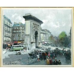 Jules RenT HervT (1887-1981), French, PORTE ST. DENIS, PARIS, Oil on canvas; signed lower left...