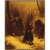 Image 1 : Edouard (Pierre E.) Frere (1819-1886), French, FAGGOTT GATHERERS IN THE SNOW, Oil on panel; sig...