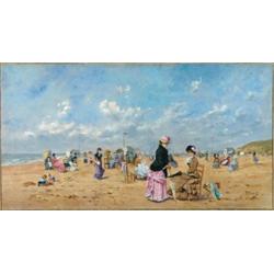 Paul Rossert (1844-1910), French, ELEGANT LADIES AND CHILDREN PLAYING ON THE BEACH, Oil on canv...