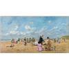 Image 1 : Paul Rossert (1844-1910), French, ELEGANT LADIES AND CHILDREN PLAYING ON THE BEACH, Oil on canv...