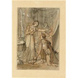 Attributed to Ludwig Ferdinand Schnorr von Carolsfeld (1788-1853), German, THE PROPOSAL, Pen, i...