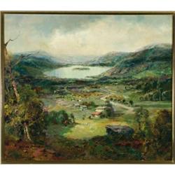 Ludwig Gschosmann (190l-1988), German, SCHLIERSEE, Oil on canvas; signed lower left, signed and...