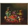 Image 1 : Anton Raufer-Redwitz (1843-1921), German, STILL LIFE OF FRUIT, PORCELAIN VASE AND BRASS CHALICE...