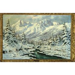 Laszlo Neogrady (1900-1962), Hungarian, IN THE HEART OF THE MOUNTAINS, WINTER, Oil on canvas; s...