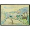 Image 1 : Samuel Tepler (1918-1998), Israeli, FIGURE ON COUNTRY ROAD, Watercolour and pen and ink; signed...