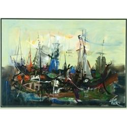 Motke Blum (1925- ), Israeli, THE EXODUS, Gouache; signed lower right, Sight 18.8" x 26.8" -...