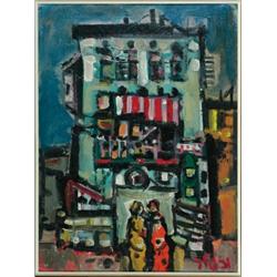 Yaacov Wexler (1912-1995), Israeli, TWO WOMEN IN THE VILLAGE, Oil on canvas; signed lower right...