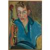 Image 1 : Mordecai Levanon (1901-1968), Israeli, BOY WITH VIOLIN, Oil and gouache on paper on canvas; sig...