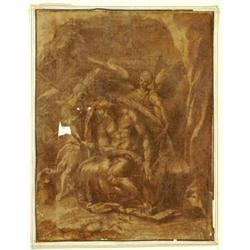 School of Sebastiano del Piombo (c1485-1547), Italian, RESURRECTION OF LAZARUS, Sepia wash and...