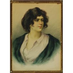 Romolo Tessari (1868-?), Italian, VENETIAN BEAUTY, Watercolour; signed at Venezia lower right...