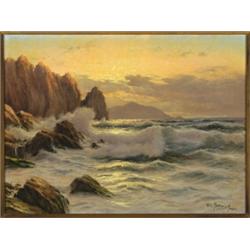 Cavalier Michele Federico (1884-1966), Italian, SUNSET AFTERNOON, CAPRI, Oil on canvas; signed...