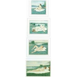 O** Krelov (20th Century), Russian, NUDE IN A LANDSCAPE, Four watercolours; each signed in cyri...