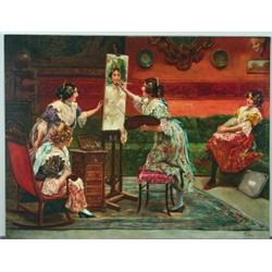 Eduardo Sanchez Sola (1869-1949), Spanish, MISCHIEF, Oil on canvas; signed twice lower right. U...