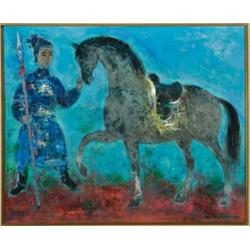 Vu Cao Dam (1908-), Vietnamese, LE CAVALIER, Oil on canvas; signed and dated 1971 lower right,...