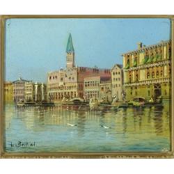 L** Bertini (19th/20th Century), European, CANAL SCENE NEAR THE CAMPANILE, Oil on canvas; signe...