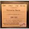 Image 2 : 10 cents 1963; ICCS MS-66 Victoria North.