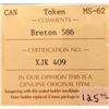 Image 2 : Breton 586; ICCSMS-62. Trace Red Canadian coin Cabinet token.