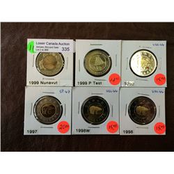 Canada two dollars mint state lot of 6 coins.