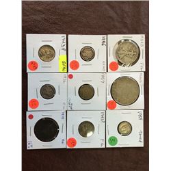 USA assorted coins from 1818 to 1954. Lot of 9 pieces.