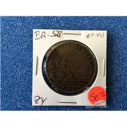 BR-528 Québec bank token 1852 one Penny.