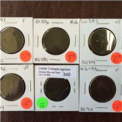 Pre-confederation tokens lot of 6.