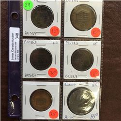 Assorted lot of tokens, lot of 6 pieces.