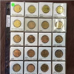 Canada assorted Loonies UNC from 1992 to 2014, lot of 25 coins.