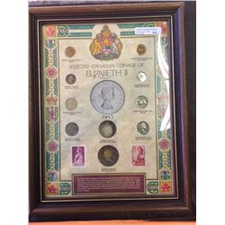 Superb Frame with Elizabeth II coins and stamps.