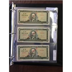 Cuba; Lot of Specimen Notes, dating 1967-1990, includes Un Pesos(10), Cinco Pesos(6), Diez Pesos(7),