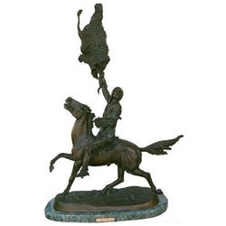 Buffalo Signal" American Handmade Solid Bronze Sculpture By Frederic Remington 14"x 8"