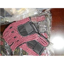 NEW LEATHER AND KNITTED FINGERLESS GLOVES - PURPLE - 4 PAIRS PER LOT