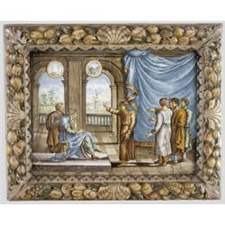Dávid király észak-itáliai m?vész, 1700 körül, festett fajansz