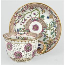 Csésze aljjal Herend, 20. sz. eleje, festett, aranyozott porcelán