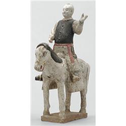 Lovas szobor Kína, Ming dinasztia (1364 - 1644), festett égetett cserép