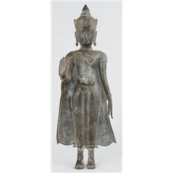 Sakyamuni Buddha Sziám, 11. - 13. sz., öntött, cizellált bronz