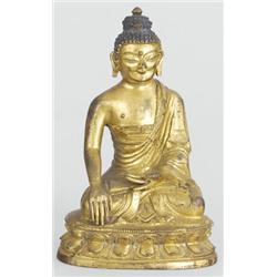 Sakyamuni Buddha Kína, 19. sz., aranyozott bronz