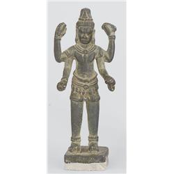 Négykarú Avalokitesvara Khmer, 19. sz., bronz, talapzat nélkül